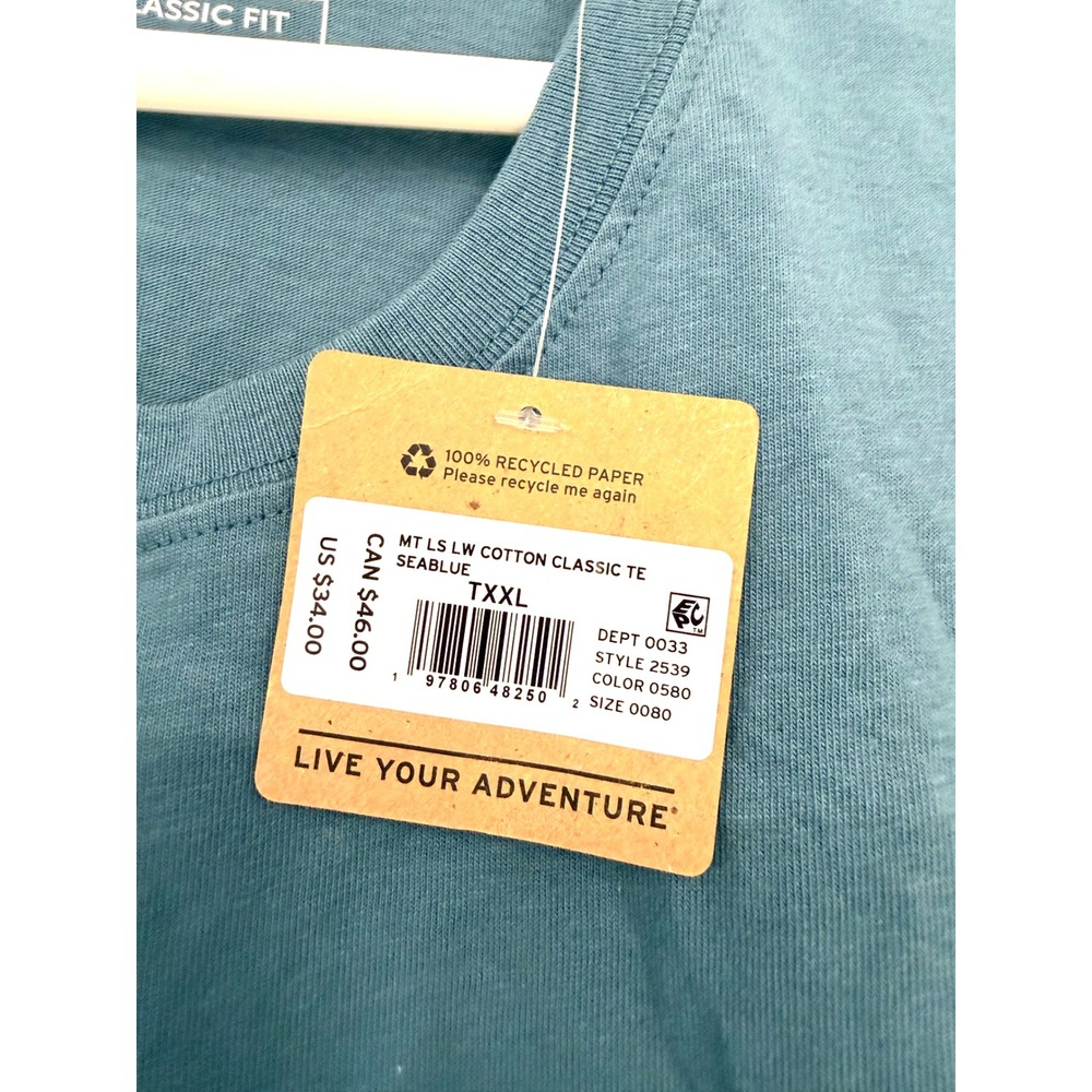Eddie Bauer Legend Wash Long Sleeve T-Shirt Mens T2XL Tall Sea Blue 2539 NEW - Picture 7 of 8